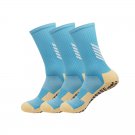 3 Pack Men's Anti Slip Soccer Grip Socks Light Blue