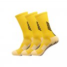 3 Pack Men's Anti Slip Soccer Grip Socks Yellow