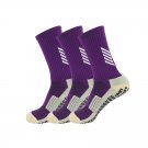 3 Pack Men's Anti Slip Soccer Grip Socks Purple