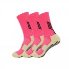 3 Pack Men's Anti Slip Soccer Grip Socks Pink