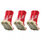 3 Pairs of Pack Kids Soccer Grip Socks Red
