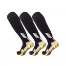 3 Pack Men's Long Soccer Grip Socks Black