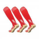 3 Pack Long Soccer Grip Socks Red