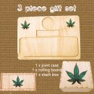 natural 3 Piece Personalised Gift Set Engraved Rolling tray Stoner Gift Cannabis 420 stash box