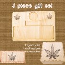 natural 3 Piece Personalised Gift Set Engraved Rolling tray Stoner Gift Cannabis 420 stash box