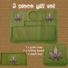 green 3 Piece Personalised Gift Set Engraved Rolling tray Stoner Gift Cannabis 420 stash box