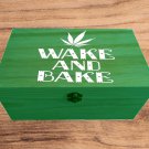 Green wake and bake design large Weed Box Stoner Gift Cannabis 420 engraved large stash bo