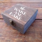 Brown wake and bake design Weed Box Stoner Gift Cannabis 420 engraved stash box