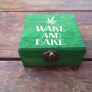 Green wake and bake stash box Gift Cannabis 420 engraved stash box