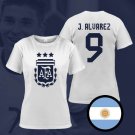 Argentina Alvarez Three-Time Champions 3 Stars World Cup Qatar 2022 White Women's T- Shirt