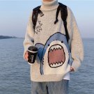 Turtlenecks Shark Sweater Men Women Winter Patchwor Harajuk