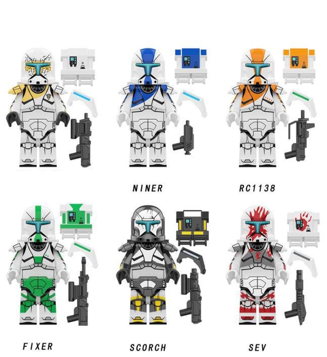 6 PCS SET Star Wars Minifigures Republic Clone Troopers Fixer Scorch RC ...