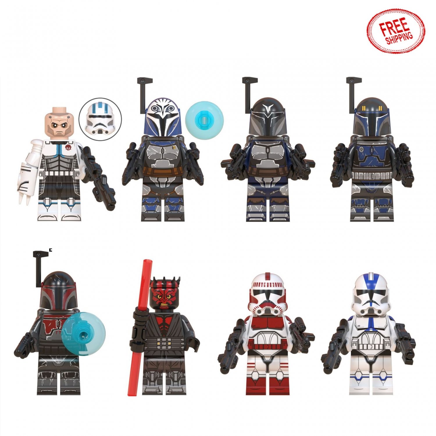 8 PCS SET Star Wars Minifigures Mandalorian Death Watch Bo Katan Mini figure Minifigs Custom Bricks