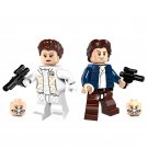 2 PCS SET Star Wars Minifigures Han Solo Princess Leia Mini figure Minifigs Custom Bricks