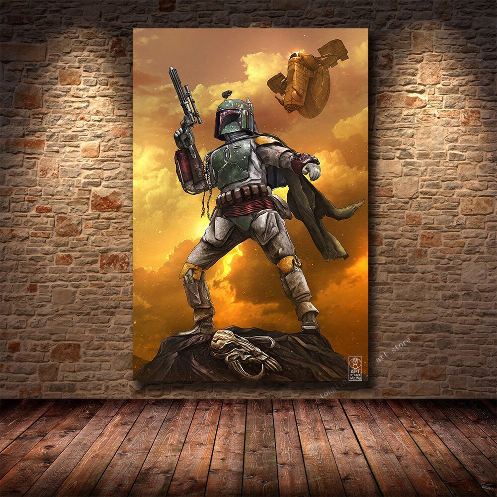Star Wars Mandalorian Bounty Hunter Picture Canvas Painting Poster Print Wall Art Picture Decoration