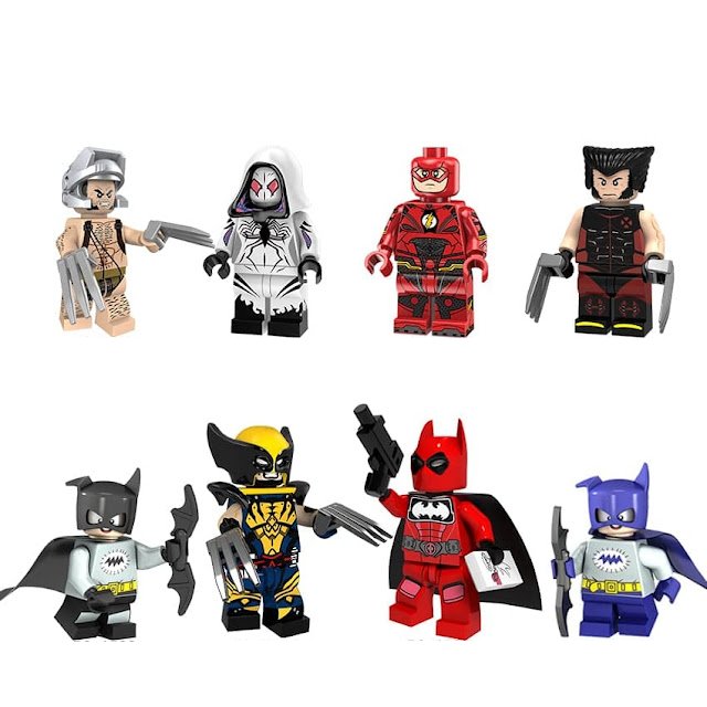 8 PCS SET Batman Flash Wolverine Bat-Mite Deadpool Gwen Minifigure Custom Figure Free Shipping
