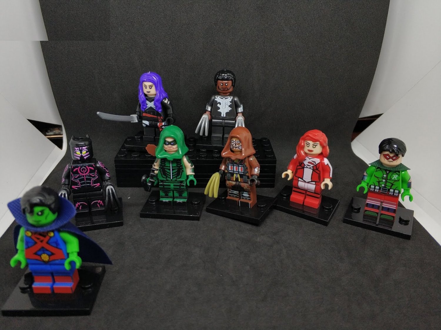 8 PCS SET Scarecrow Panther T'Challa Superman Psylocke Robin Minifigure Custom Figure Free Shipping