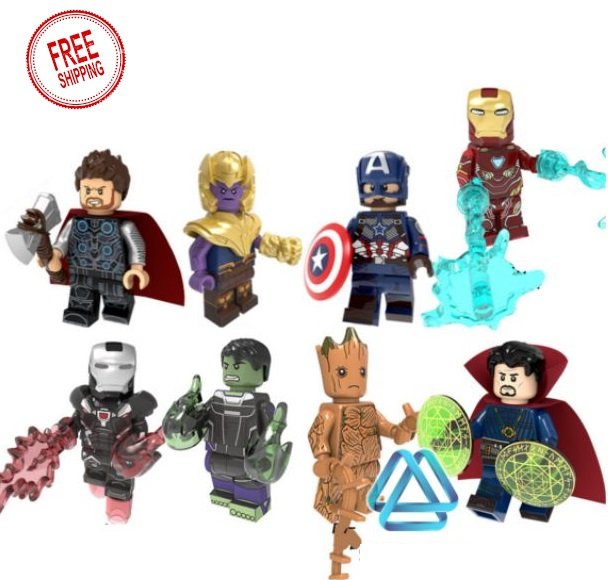8 PCS SET Thor Thanos Captain America Iron Man War Machine Hulk Groot Doctor Strange Minifigure