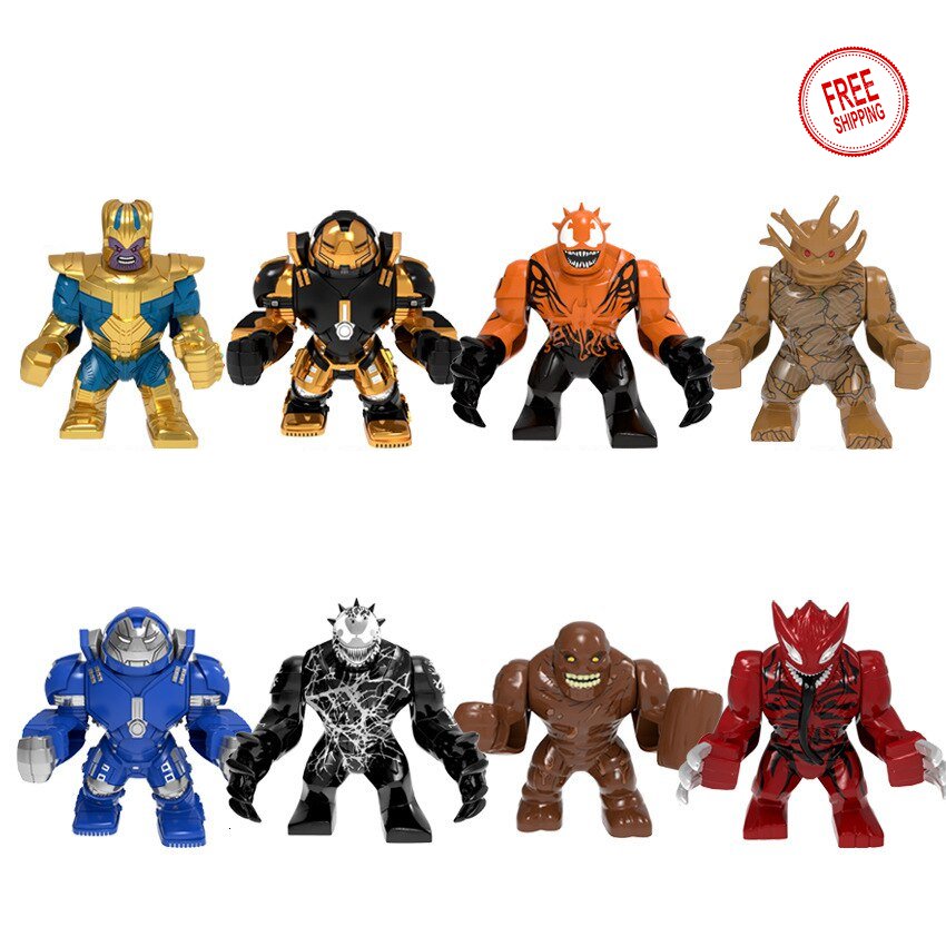 8 PCS SET Thanos Venom Groot Patriot Hulkbuster Phage Rhino Symbiote Wolverine Big Figure Minifigure