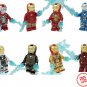 8 PCS SET Iron Man Mark MK5 MK6 MK17 MK30 MK39 MK41 MK42 MK46 Marvel Minifigure Custom Free Shipping