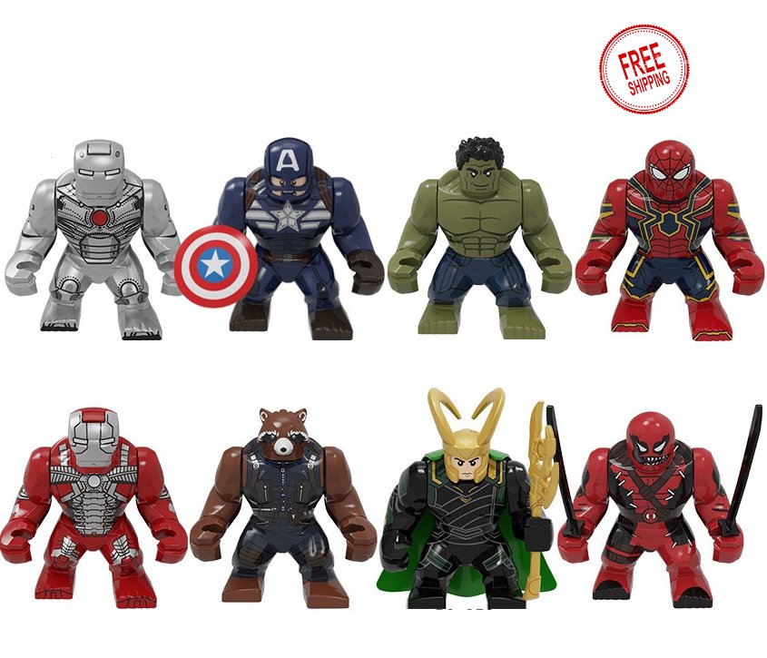 8 PCS SET Iron Man Captain America Hulk Venompool bigfig building blocks bricks custom minifigure