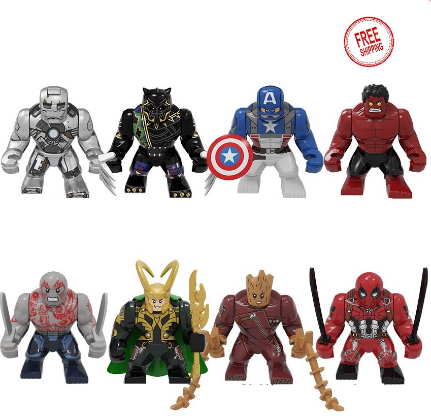 8 PCS SET Draxx Baby Groot Deadpool Black Panther bigfig building blocks bricks custom minifigure