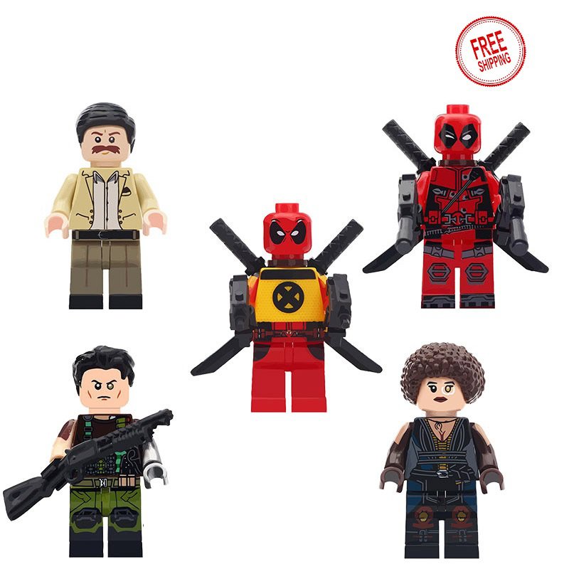5 PCS SET Deadpool 2 Marvel Movie Peter Cable Domino Minifigure Custom Figure Free Shipping