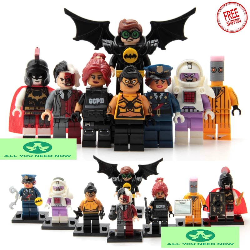 8 PCS Batman Gordon Two-Face Eraser Calculator Tarantula Minifigure Compatible Lego Building Block