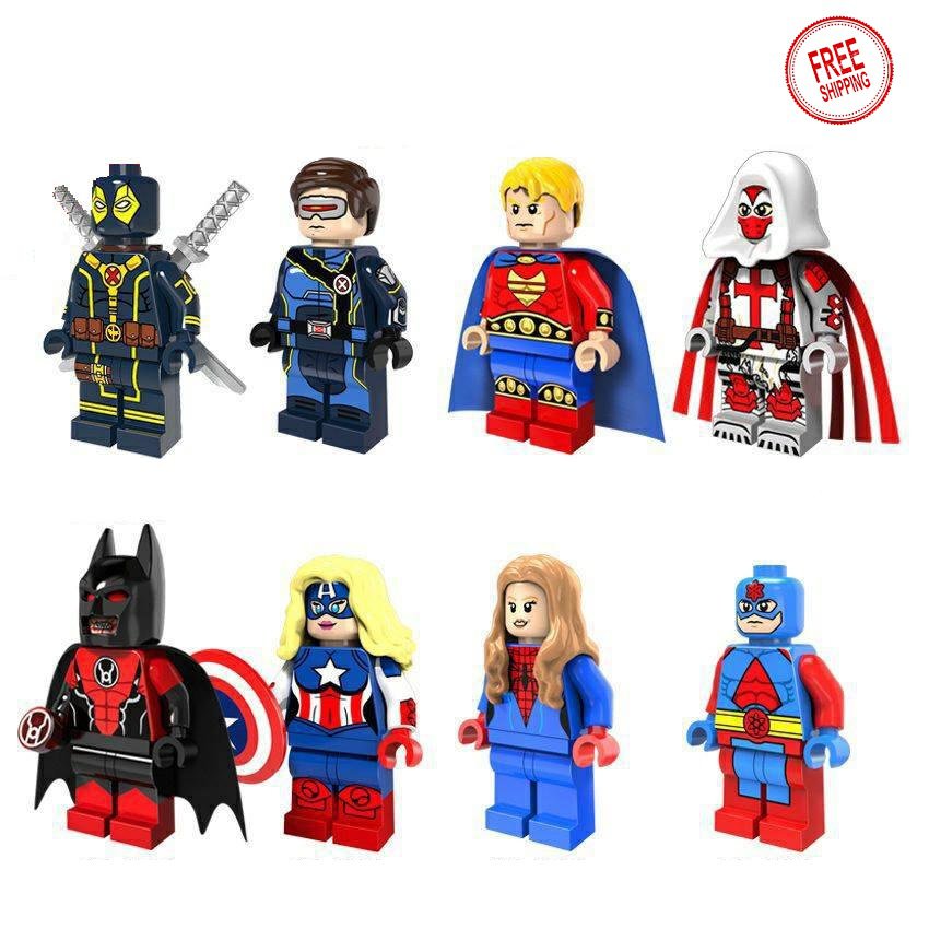 8 PCS SET Deadpool Cyclops Quasar Azrael Red Lantern Atom Minifigure Compatible Lego Building Block