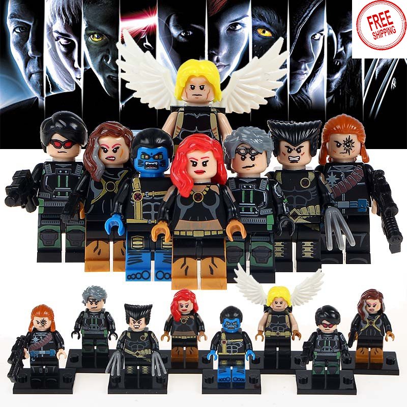 8 PCS X-Men Ultimates Quicksilver Cyclops Longshot Rogue Jean Grey Beast Minifigure Compatible Lego