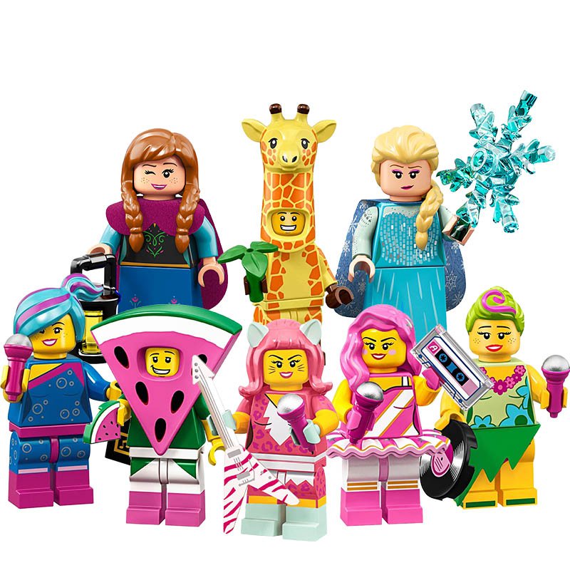 Frozen Elsa Anna Lego Movie 2 Giraffe Mascot Dude Hula Lula Candy Rapper Kitty Pop Star Minifigure