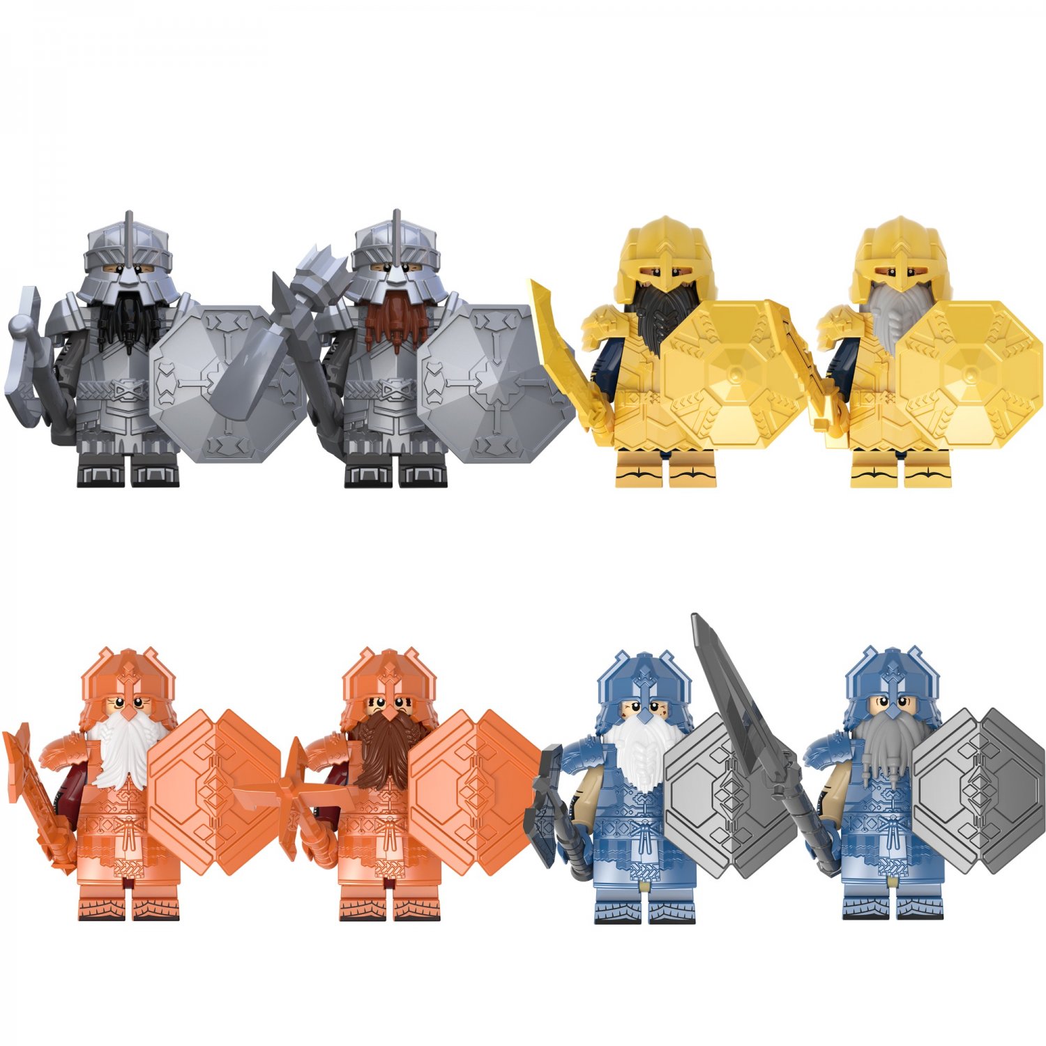 Army Warrior Lone Mountain Dwarf Orichalcum Blue Diamond Armor Minifigure Compatible Lego Custom