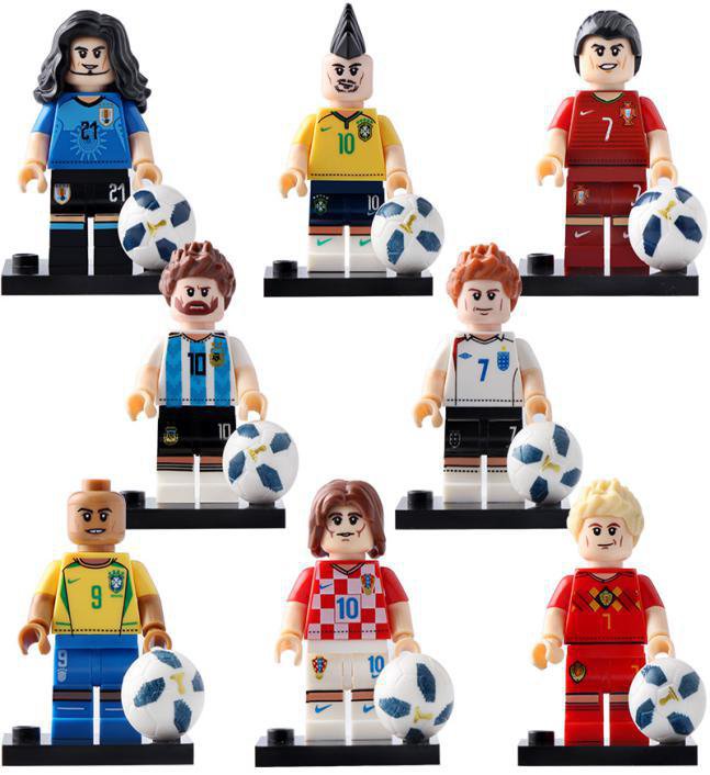 Soccer Football Star Ronaldo Messi Neymar Beckham De Bruyne Modric Cavani Minifigure Compatible Lego