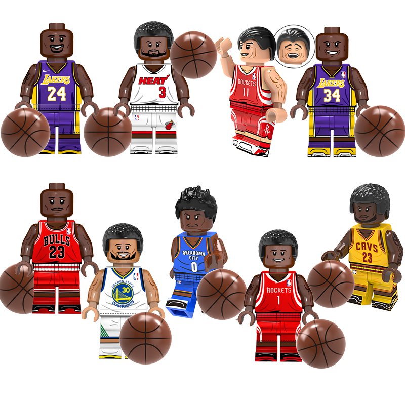 NBA All Stars Kobe Bryant LeBron James Michael Jordan Wade O'Neal Mcgrady Minifigure Compatible Lego