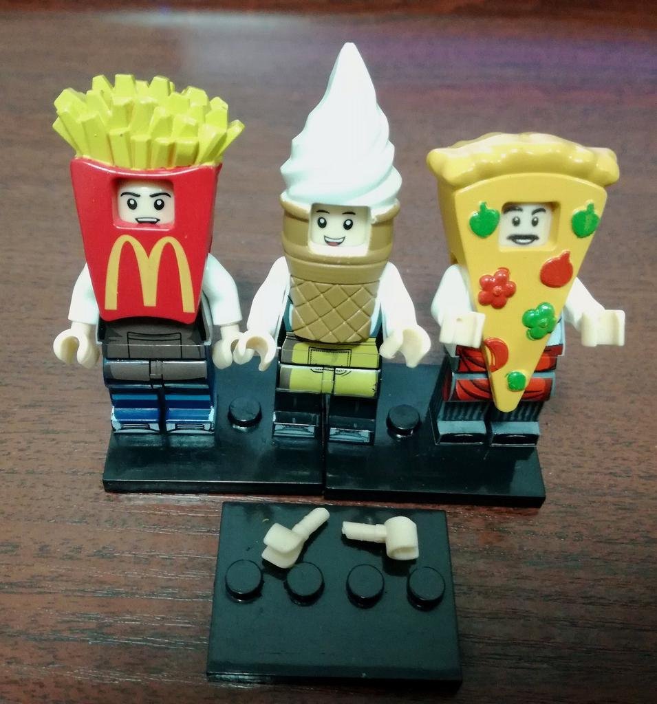 3 PCS SET LOT Pizza Mascot French Fries Mascot Ice Cream Mascot Minifigure Compatible Lego Custom