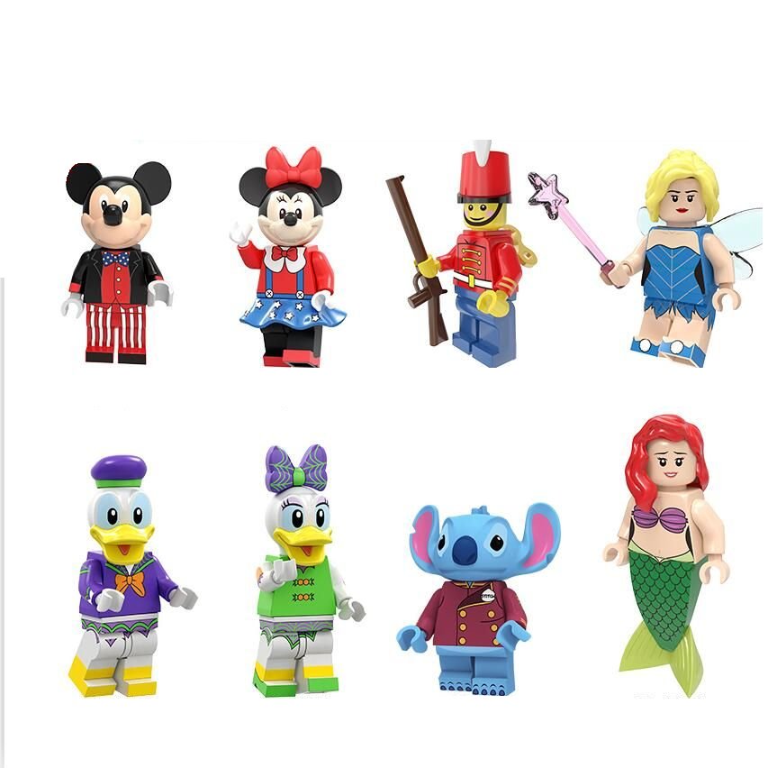 Disney Mickey Mouse Minnie Tinkerbell Donald Duck Daisy Stitch Ariel Minifigure Compatible Lego