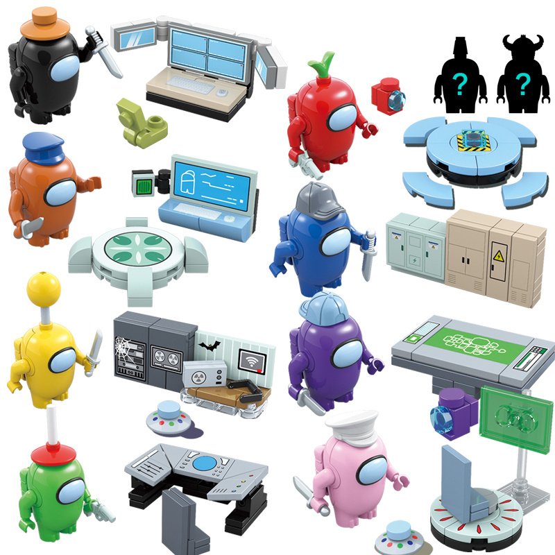 SET 10 PCS Among Us Background Minifigure Compatible Lego Minifgs Online Game Bricks Custom