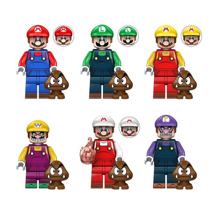 Super Mario Minifigures Goomba Figures Mario Luigi Builder Wario Waluigi Minifigure Lego Compatible
