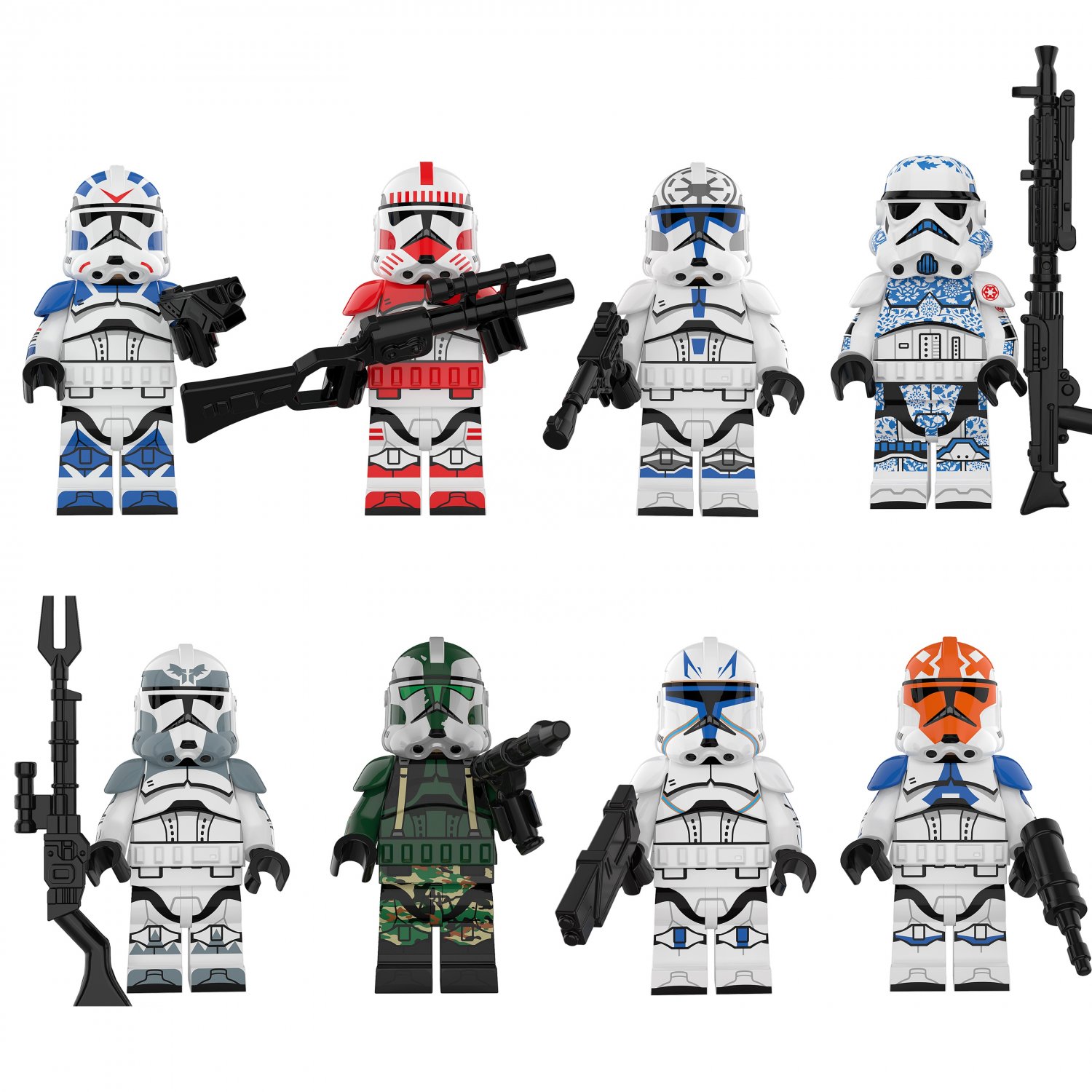 Star Wars 501st Clone Trooper Shock Jessie Wolfpack Commander Gree Rex Minifigure Lego Compatible
