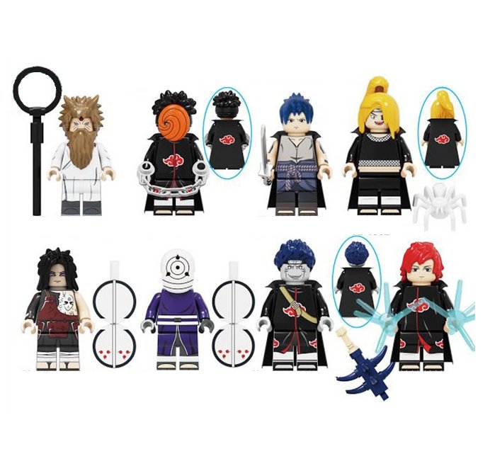 Naruto Red Tatasciore Tobi Sasuke Deidara Madara Obito Kisame Sasori Minifigure Compatible Lego