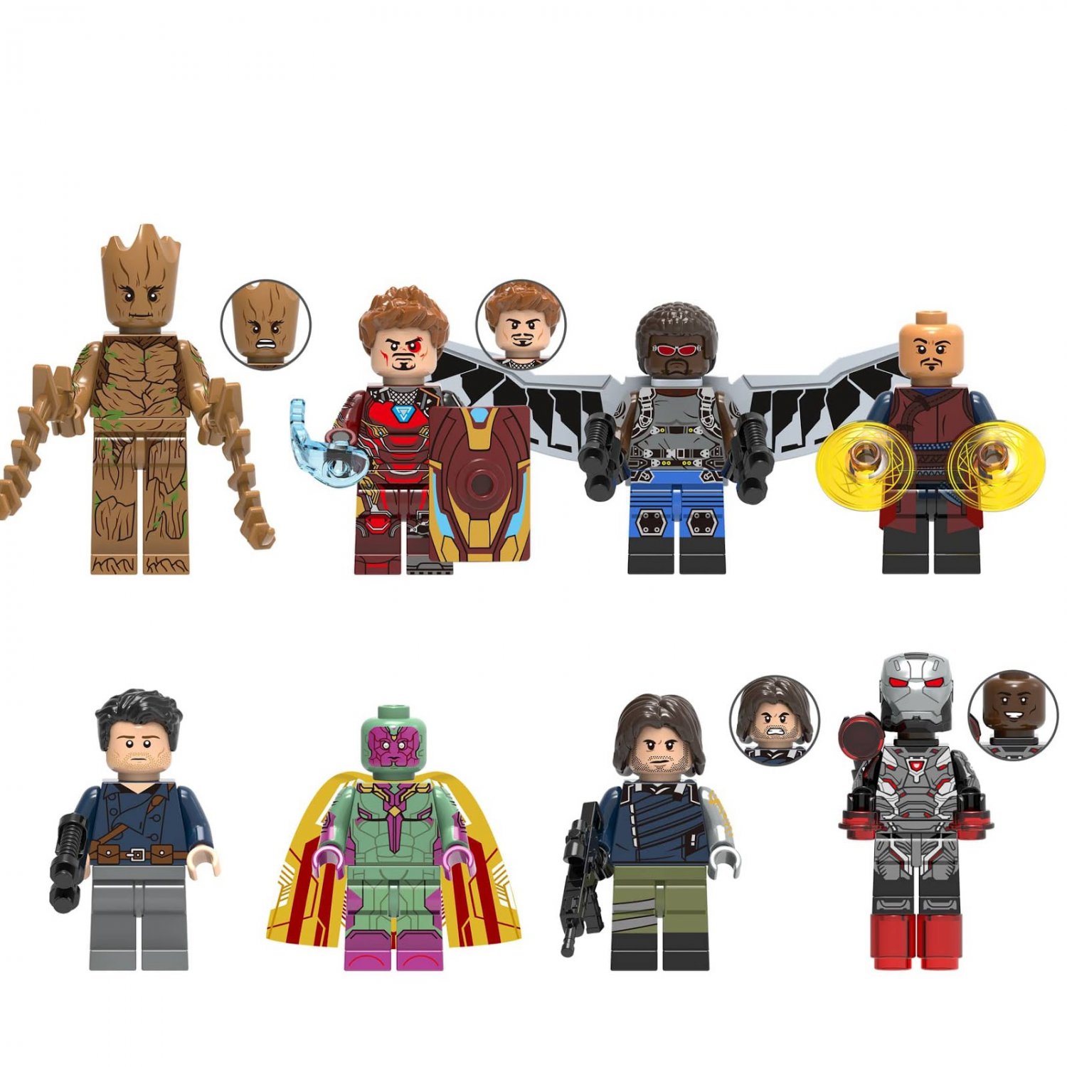 Groot Iron Man Falcon Wong Bucky Vision Winter Soldier War Machine Minifigure Compatible Lego NEW