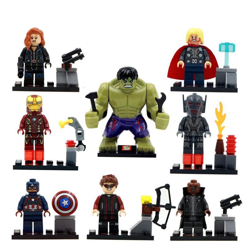 Avengers Thor Hulk Big Figure Fury Captain America Widow Iron Man Ultron Minifigure Compatible Lego