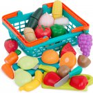 Play Food for Toddlers with Farmers Market Basket and Chopping Board 37 pcs