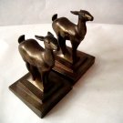 Pair Cast Brass Bookends Deer German imprint