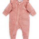 Frill Velour Zip Growsuit
