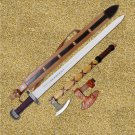 Full Tang Carbon Steel Viking Ulfberht Sword & BR Ragnar Axe (Viking Sword)