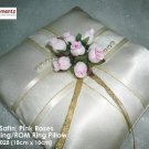 Ivory Satin, Pink Rose & Pearl Lace ROM/Wedding Ring Pillow (LM028)