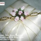 Ivory Satin, Pink Rose & Golden Lace ROM/Wedding Ring Pillow (LM029)