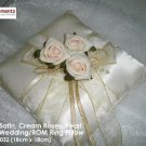 Ivory Satin, Champagne Roses ROM/Wedding Ring Pillow (LM032)