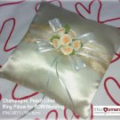 Champagne, Peach Lilies Wedding Ring Pillow (LM001)